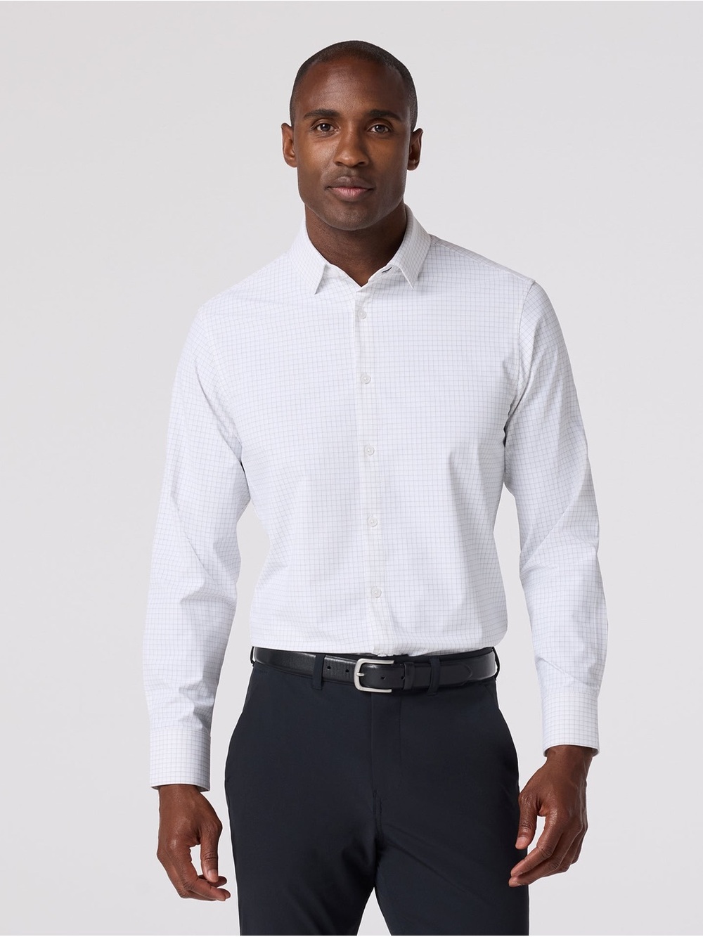 Mizzen+Main White Micro-Check Dress Shirt